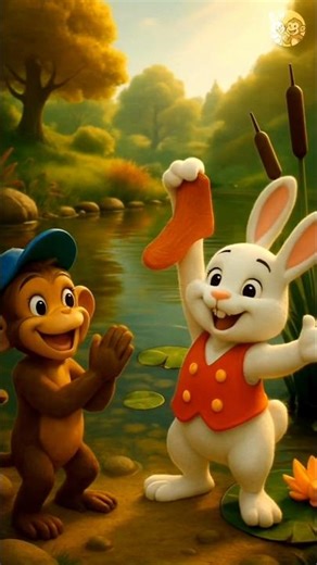 💦🏆 Rabbit & Monkey: Puddle Jumping Championship | Funny Rain Day Battle