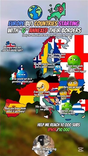 Europe but countries starting with G annexed their borders #map#mapping#mapper#geography#europe#fyp