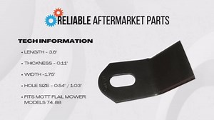 (50) Flail Mower Coarse Cut STD Duty Blades 654-100759 Fits Mott Flail Mowers