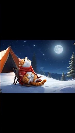 Orange Cat Nyataro's stargazing under a clear winter sky