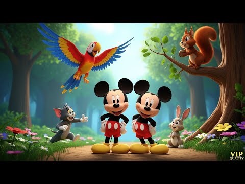 Mickey Mouse & Mess Mickey Mouse with Tom, Jerry, Parrot, Rabbit & Squirrel Adventure