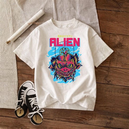 Cyberpunk Alien Monster Shirt, Neon Japanese Streetwear Graphic Tee - Etsy