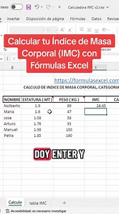 Calcular IMC índice de Masa Corporal y Categoría de Peso con Formulas Excel Descargar aquí la Calculadora de IMC: https://formulasexcel.com/formulas-excel-indice-de-masa-corporal/ #imc #excel #indicedemasacorporal | FormulasExcel
