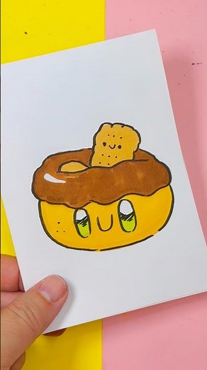 How to draw a kawaii donut step by step
