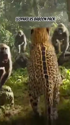 Leopard vs Baboon Pack‼️One Against Many
