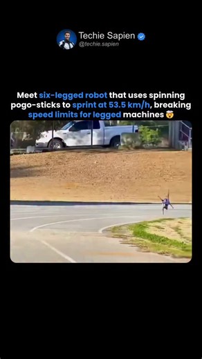 Techie Sapien - AI | Robotics | Next-gen Tech on Instagram: "This 6-Legged Robot Runs 53.5 km/h Without Wheels 🤯🤖 This Six-Legged Robot Just Broke the Speed Record at 53.5 km/h — No Wheels, Pure Robotics 🤯⚙️ This video shows HexRunner, a six-legged experimental robot developed by the Institute for Human and Machine Cognition (IHMC) under a DARPA-funded research project. Unlike traditional walking robots, HexRunner doesn’t take careful steps. Instead, it uses spinning, spring-loaded legs that 