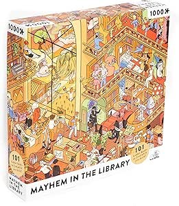 Big Potato Mayhem in The Library: Book Jigsaw Puzzle for Adults (1000 Pieces) Filled with 101 Riddles to Solveâ€¦