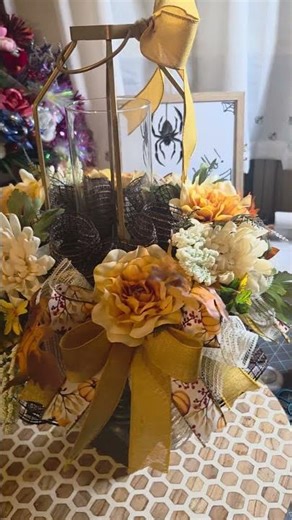 Fall Is In The Air Lantern Candlestick Arrangement