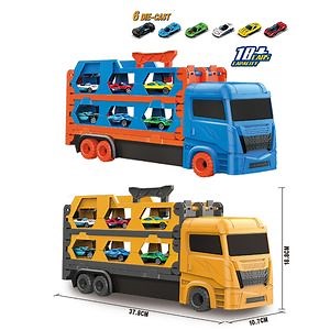 [Hot Item] Xinbo Ejection Foldable Transportation Storage Container Truck Model Car 6 Mini Metal Vehicle for Kids Alloy Diecast Toys