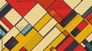 The diagonal movement of flat rectangular shapes. 3d rendering loop animation HD