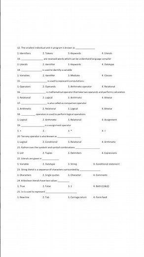 👉 1 Mark Questions | Python Basics | 12th Computer Science | Chapter 5.