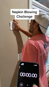 Napkin blowing challenge! How long can you last? #challenge #NAPKINCHALLENGE | Alex Presley