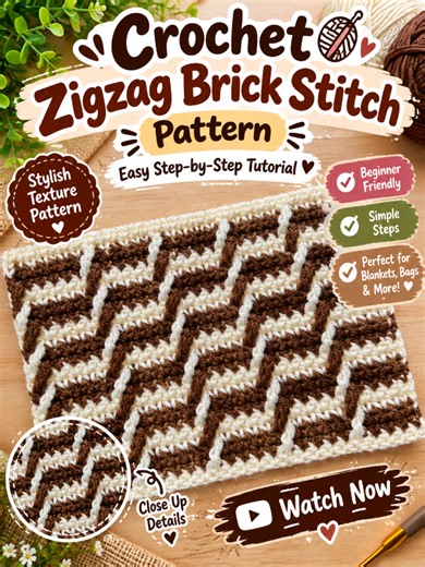 Crochet Zigzag Brick Stitch Pattern — Easy Step-by-Step Tutorial
