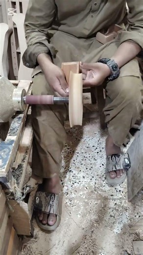 "Brown Wood Card Holder Polishing with Buff Machine"