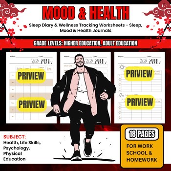 Sleep Diary & Wellness Tracking Worksheets - Sleep Mood & Health Journals