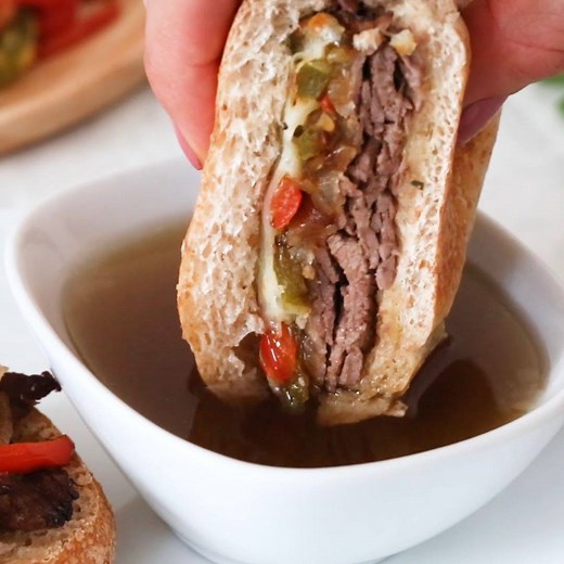 1.3M views · 2.6K reactions | Yes Please!! Slow Cooker French Dip Sandwiches with Au Jus and caramlized onions, peppers and cheese – so good! 10 Freestyle Points • 308 Calories https://www.skinnytaste.com/slow-cooker-french-dip-sandwiches-with/ | Skinnytaste | Facebook