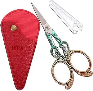 Sharp Embroidery Scissors Precision Sewing Scissor with Cover, Crochet Shears for Needlework Craft Thread Snips Cross Stitch Detail Cutting DIY Tools 4.5in