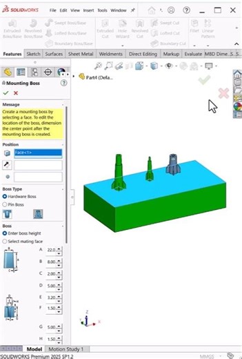 Mounting Boss in SolidWorks | Fast Screw Boss Design #Shorts