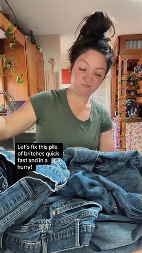 Trucker Wife Confessions on Instagram: "DIY jeans fix! #DIY #diyproject #sewing #tearmender #homestead"