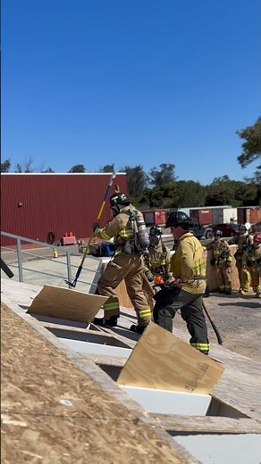 Roof Ventilation Training at the Fire Academy🔥 #fireacademy #firefighter #fire