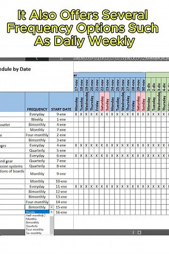 ✅ PREVENTIVE MAINTENANCE SCHEDULE IN EXCEL #shorts #maintenance #maintenancemanagement