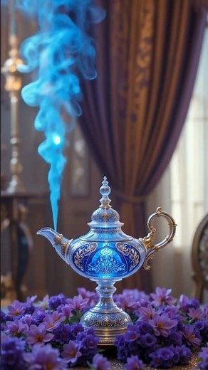 Magical Genie Lamp Awakens – Mesmerizing Blue Smoke Reveal!