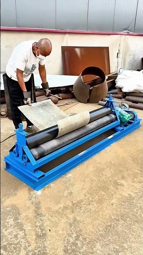 Iron Plate Bending Process Using a Manual Roll Machine #shorts
