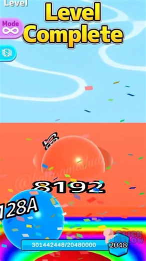 128A Blue Ball Reaches 8192 Orange Same Tile Shock 😱🔥 Ball Run 2048 #shorts