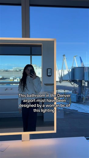 Fire design with these windows and lighting, a woman’s doing fs #womeninstem #women #bathroomdesign #denverairport #fypシ