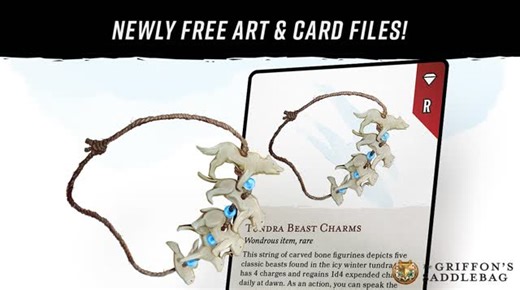 The Griffon's Saddlebag on Instagram: "🎁 The Tundra Beast Charms' art and card files are now free!*⁠ ⁠ Get your copies of this item's art and ready-to-use card files by going to ✨ Saddleb.ag/free ✨!⁠ Its entry is now also freely available on the Ledger+ online compendium!⁠ ⁠ Thanks for your votes this week! A new item comes out tomorrow, so keep on adventuring!⁠ ⁠ *All items in the Free tag are considered OGL content. Credit must be given to The Griffon's Saddlebag when used, including The Grif