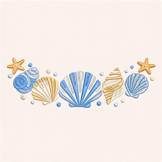 Seashell Embroidery Border Design, Nautical Shell Starfish Embroidery File, Beach Ocean Frame Pattern Digital Download - Etsy