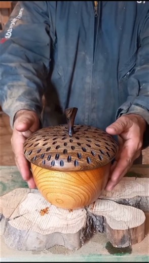 Woodturning Magic✨️: Acorn Bowl #shorts #woodworking #woodturning #asmr #wood