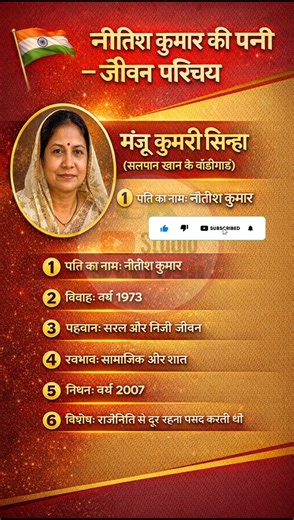 नीतीश कुमार की पत्नी का जीवन परिचय || Biography of Nitish Kumar's wife || #shorts #nitishkumar #yt