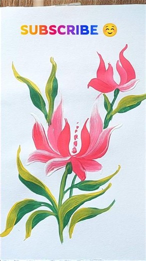 🌺 Easy Pink Lily Flower Painting Tutorial/ Simple Acrylic Flower for Beginners 🎨#shorts #algorithm