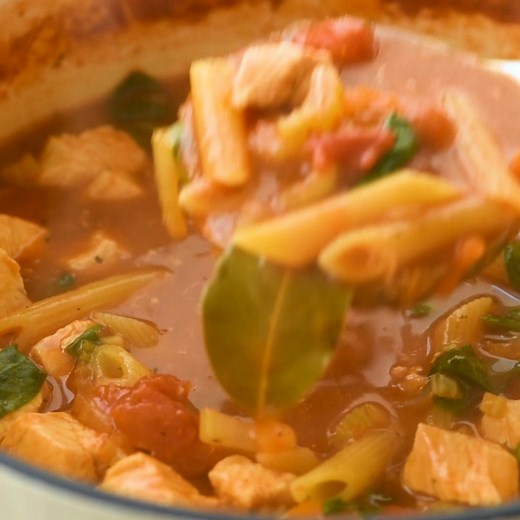 Italian Chicken Noodle Soup – Italian seasoned broth filled with chicken, pasta, and tons of veggies. Recipe: https://www.thewholesomedish.com/italian-chicken-noodle-soup/ | The Wholesome Dish