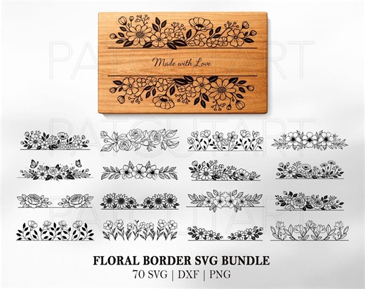 Floral Frame Monogram SVG, Flower Border Cut File, Floral Glowforge, Floral Laser Engraving, Flower Bouquet, Flower Monogram, Floral Clipart - Etsy