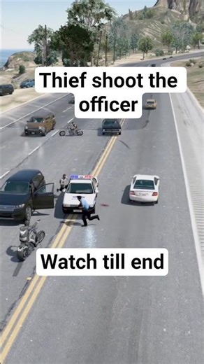 Thief shoot the police officer but luckily he was safe & save the car in GTA5#gta#gta5#gaming #games