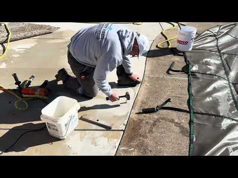 Demonstrating pool anchor install