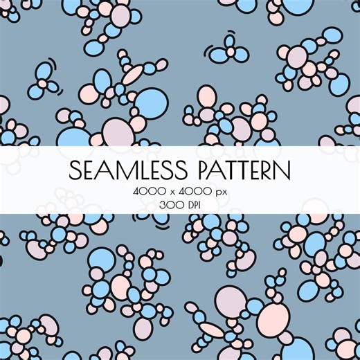 Mid-century Abstract Pattern – Organic Shapes in Muted Blue Tones - Etsy