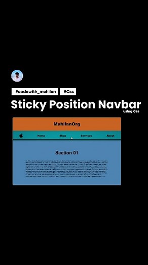 ＭＵＨＩＬＡＮ on Instagram: "Free Source Code👇 (Link - https://t.me/codewith_muhilan/301 ) Sticky Position Navbar using CSS..🧠 Telegram and GitHub link in Bio👆 ----------------------------------------------------------------------- Buying me a Coffee: https://www.buymeacoffee.com/codewithmuhilan ☕ Follow for more! 😊 For any business inquiries, please contact us via email at muhilan6601@outlook.com or send us a direct message on Instagram at https://www.instagram.com/codewith_muhilan. -------------