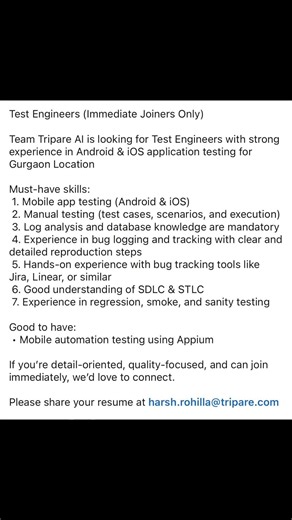 Remote | Manual Testing | Automation Testing | API | Playwright | Mobile Testing | Jobs | 0 to 9 exp