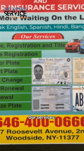 🚘 Make Driving License Renewal Easy Today! 🚘 Has your Driving license expired or will it expire soon? Don’t want to stand in long lines at the DMV? 👉 No tension! DMV Express Service is here for you. 📞 Contact us today and renew your license with confidence. 📞 Call Now: (646) 809-1315 🌐 Website: www.dmvexpressservice.com 📧 Email: dmvexpressserviceny@gmail.com 📍 Visit Us: 69-07 Roosevelt Avenue, 2nd Floor, Woodside, New York 11377 DMV Express Service ✨ Fast • Easy • Reliable #DriversLicens