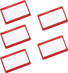 Othmro 5Pcs 3X PVC Page Magnifier 72×41mm/2.83"×1.61" Red Square Magnifying Glass Low Vision Aids Tool for Reading Small Prints