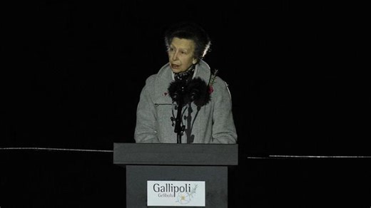 Princess Anne pays tribute at Gallipoli Anzac Day ceremony