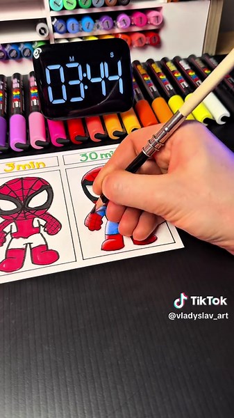 Drawing Spider-Man in 30 Seconds, 3 Minutes, and 30 Minutes