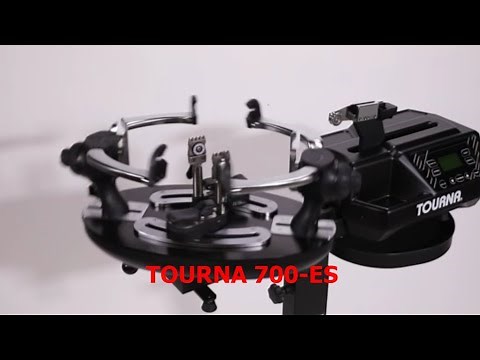 700 ES TOURNA Stringing Machine featuring Down Press Clamps and Gravity Assisted Release.
