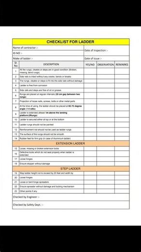 Checklist for "Ladder"