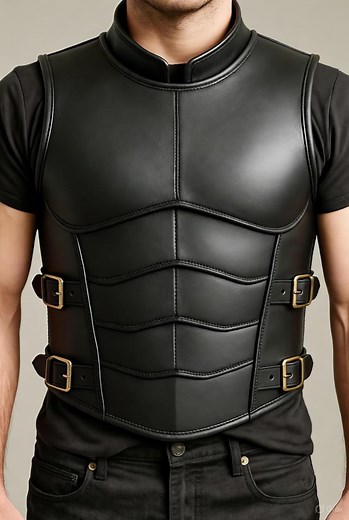 Black Leather Armor Vest, Geometric Medieval Cuirass, LARP Chest Armor, Renaissance Fair, Cosplay Costume, Fantasy Leather, Steampunk Gear - Etsy