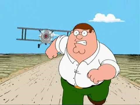 Peter runs from plane origin - Family Guy (North By Northwest parody)