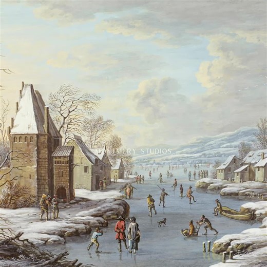 Winter Village Print, Vintage Ice Skating on Pond Printable, Antique Winter Art, Christmas Ice Skating, Vintage Christmas Town Print, W102 - Etsy